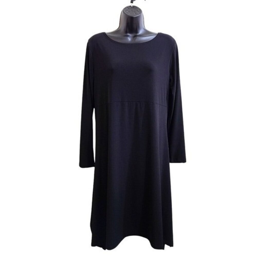 Lisa Bayne Black Asymmetric Hem Dress Size S Lagenlook